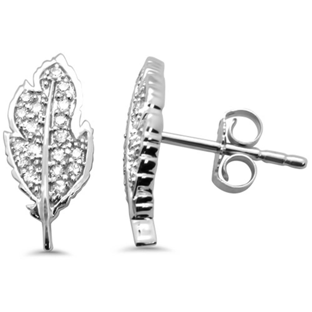 ''SPECIAL! .16ct G SI 14K White GOLD Diamond Leaf Shaped Earring''