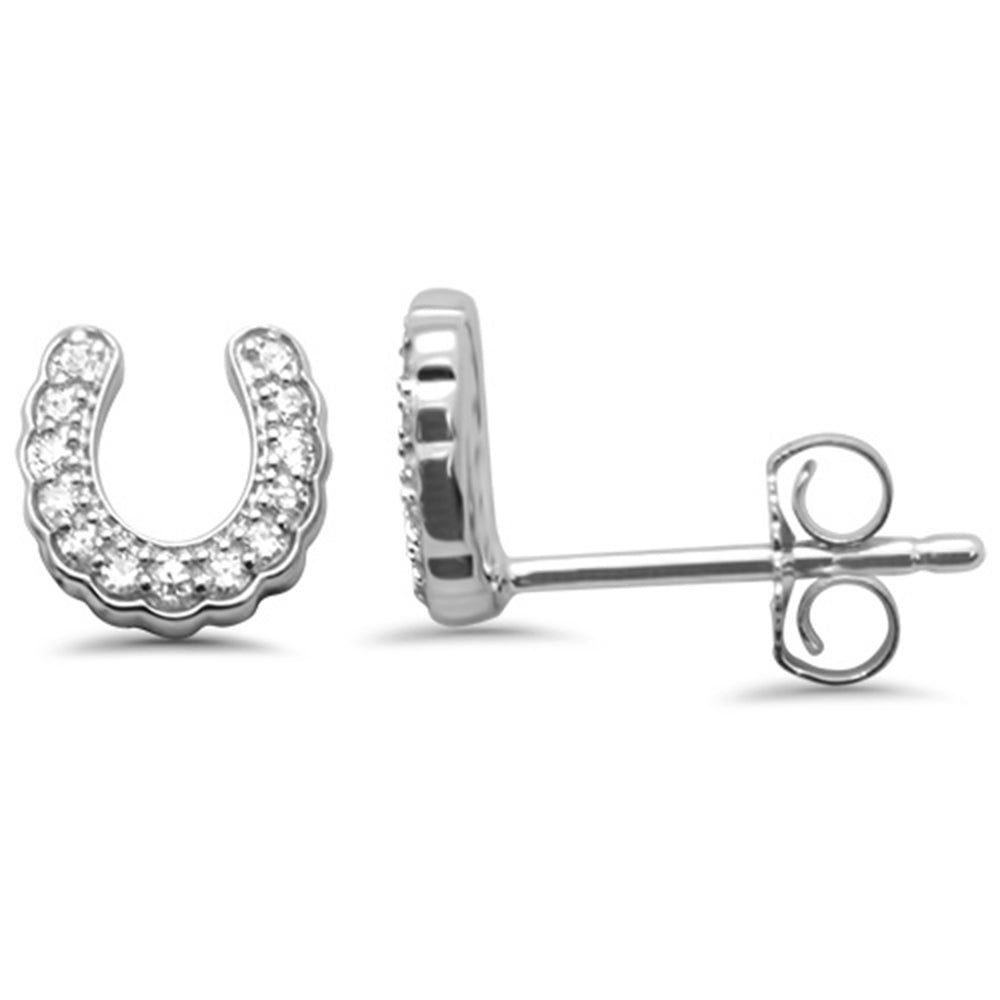 ''SPECIAL! .11ct G SI 14K White Gold DIAMOND Horse Shoe Stud Earrings''