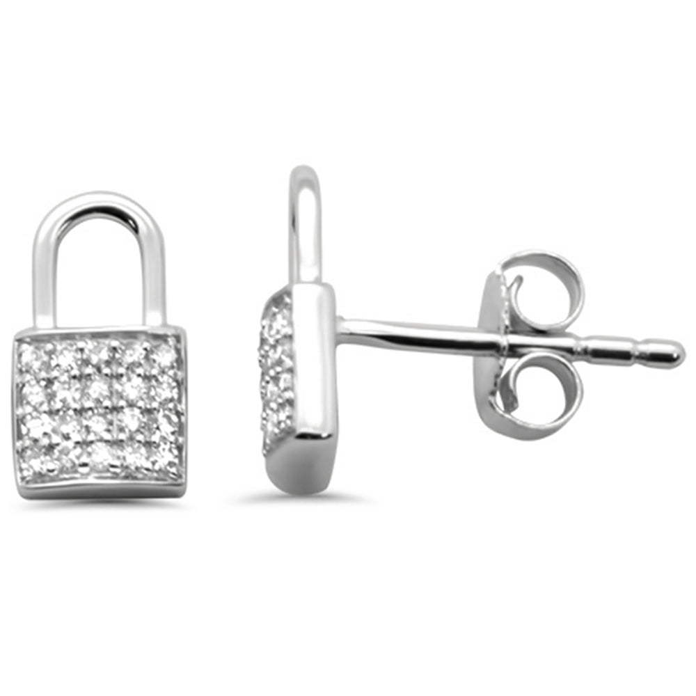 ''SPECIAL! .16ct G SI 14K White Gold Diamond Lock Shaped EARRING''