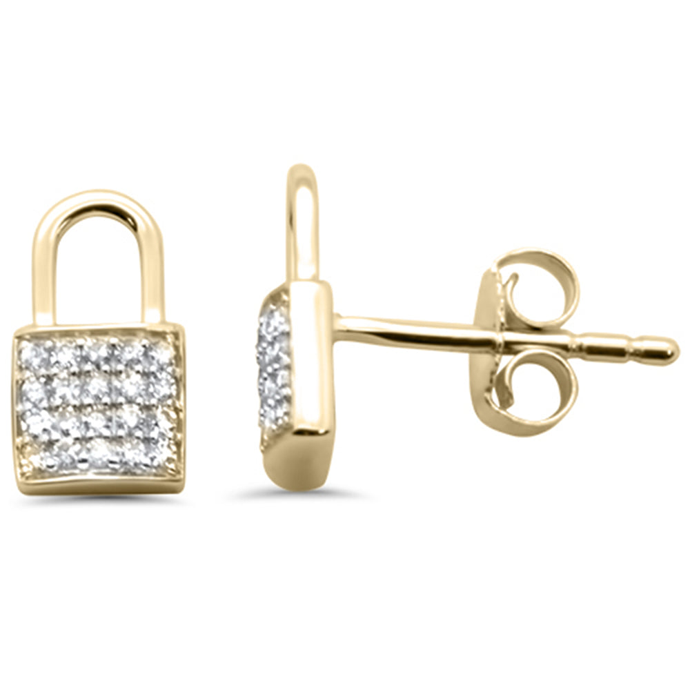 ''SPECIAL! .16ct G SI 14K Yellow GOLD Diamond Lock Shaped Earring''