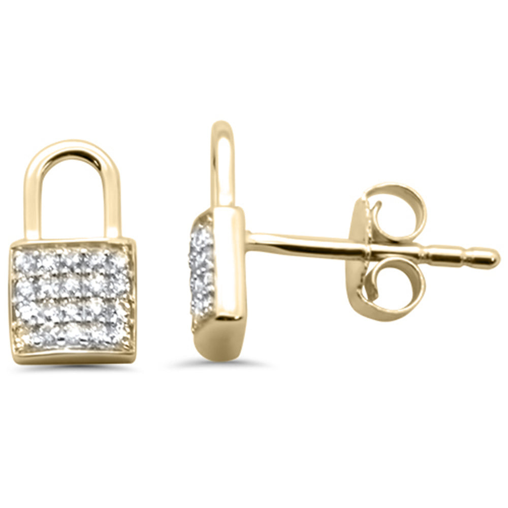 ''SPECIAL! .16ct G SI 14K Yellow Gold DIAMOND Lock Shaped Earring''