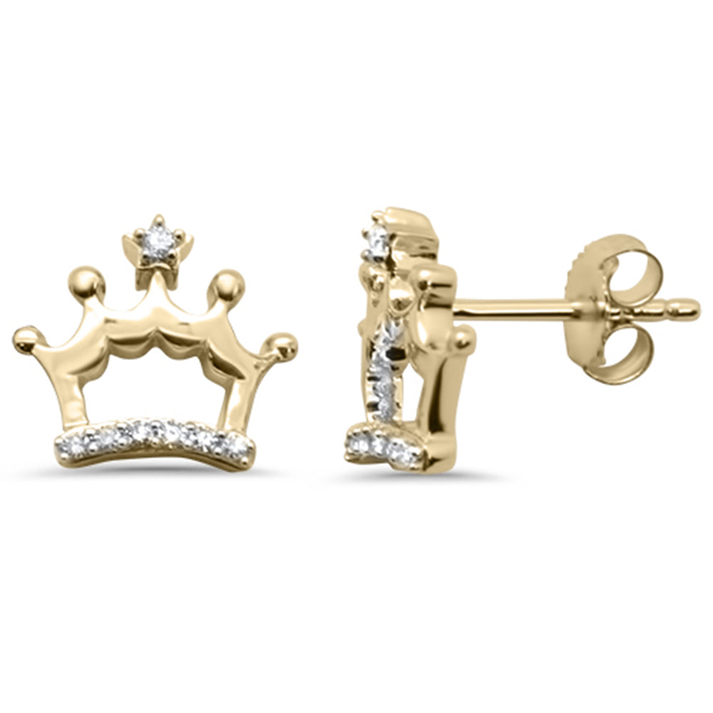''SPECIAL!.08ct G SI 14K Yellow Gold DIAMOND Crown Shaped Earring''