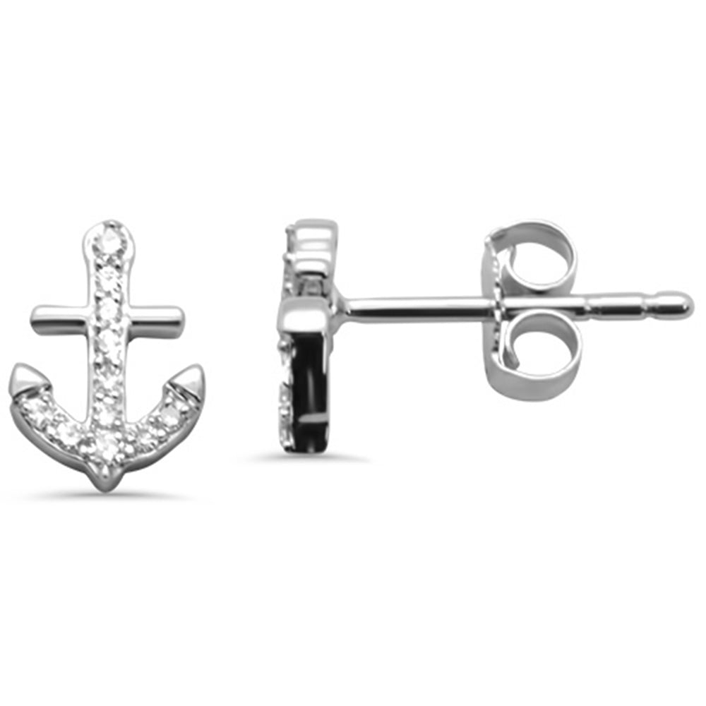 ''SPECIAL! .10ct G SI 14K White GOLD Diamond Anchor Shaped Earring''