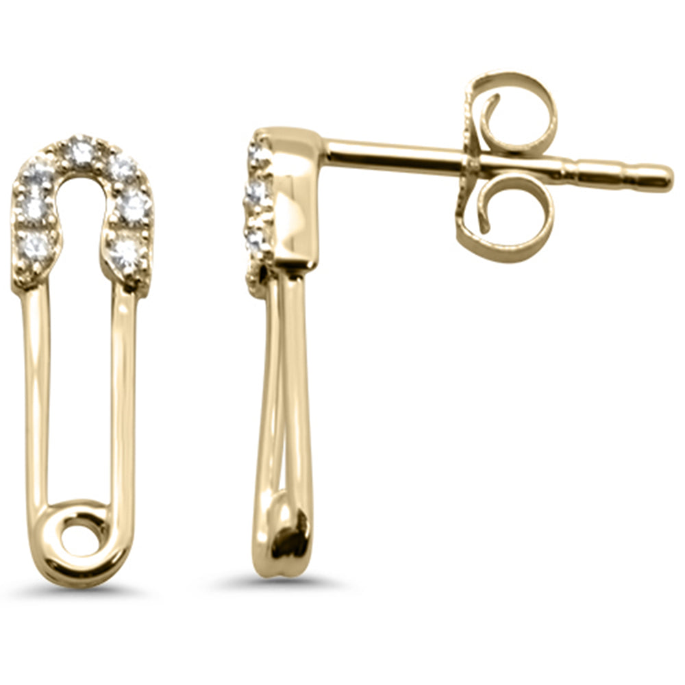 ''SPECIAL! .09ct G SI 14K Yellow GOLD Diamond Safety Pin Earrings''