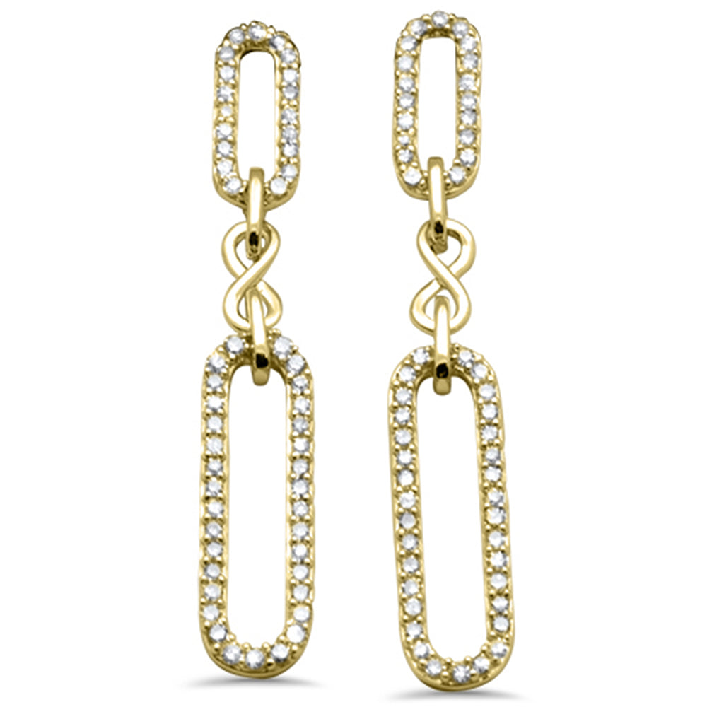 ''SPECIAL!.47ct G SI 14K Yellow Gold Round DIAMOND Paperclip Infinity Dangling Earrings''