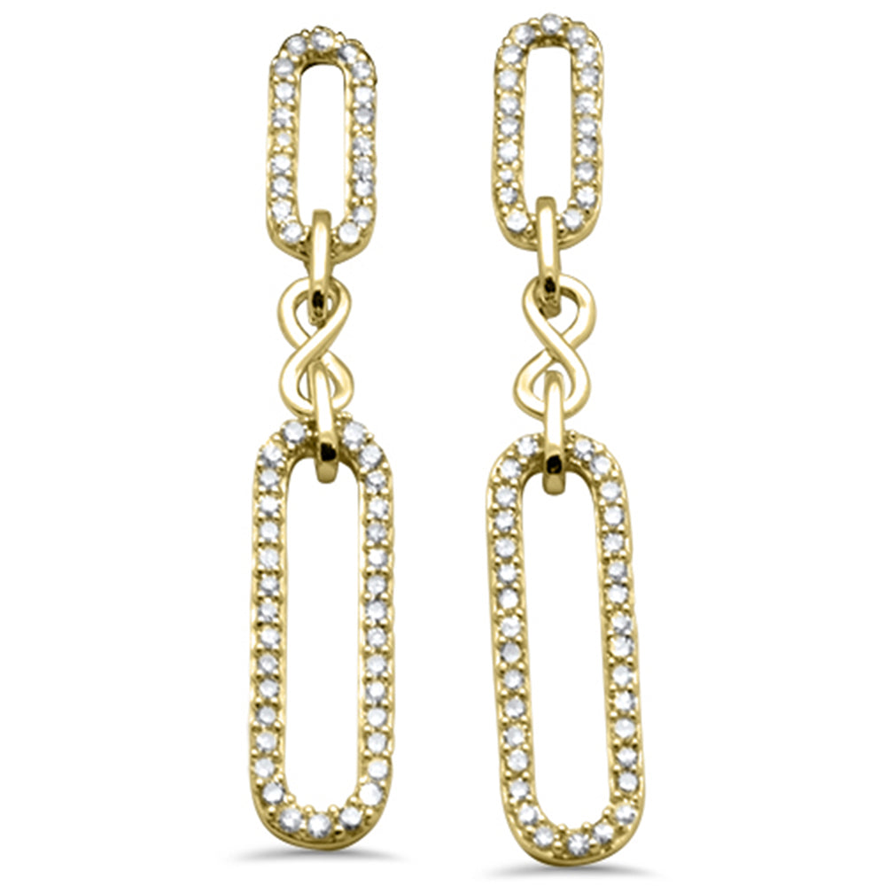 ''SPECIAL!.47ct G SI 14K Yellow GOLD Round Diamond Paperclip Infinity Dangling Earrings''