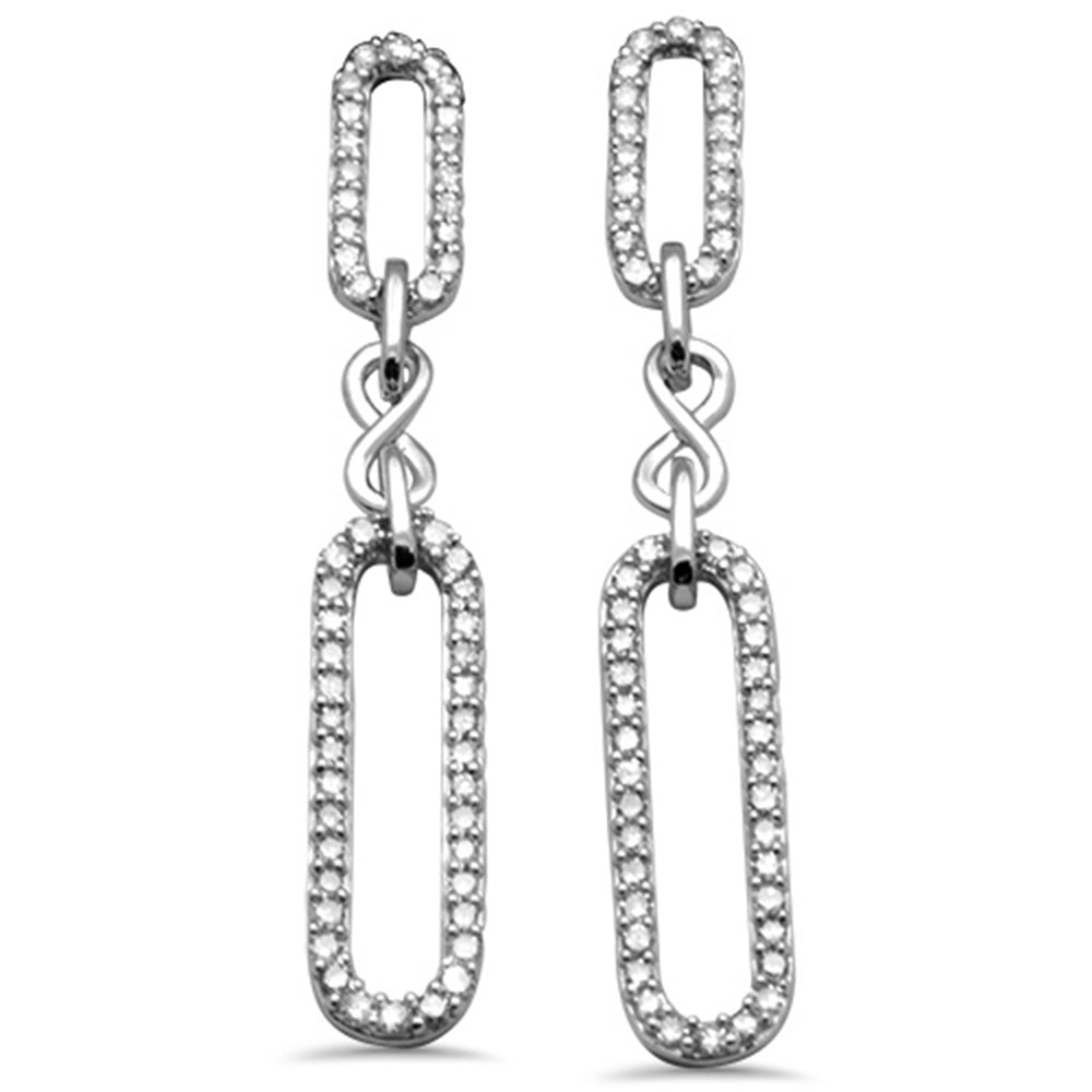 ''SPECIAL! .48ct G SI 14K White Gold Diamond Paperclip Infinity Dangling EARRINGS''