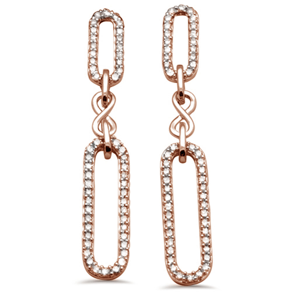 ''SPECIAL!.47ct G SI 14K Rose Gold Diamond Paperclip Infinity Dangling EARRINGS''