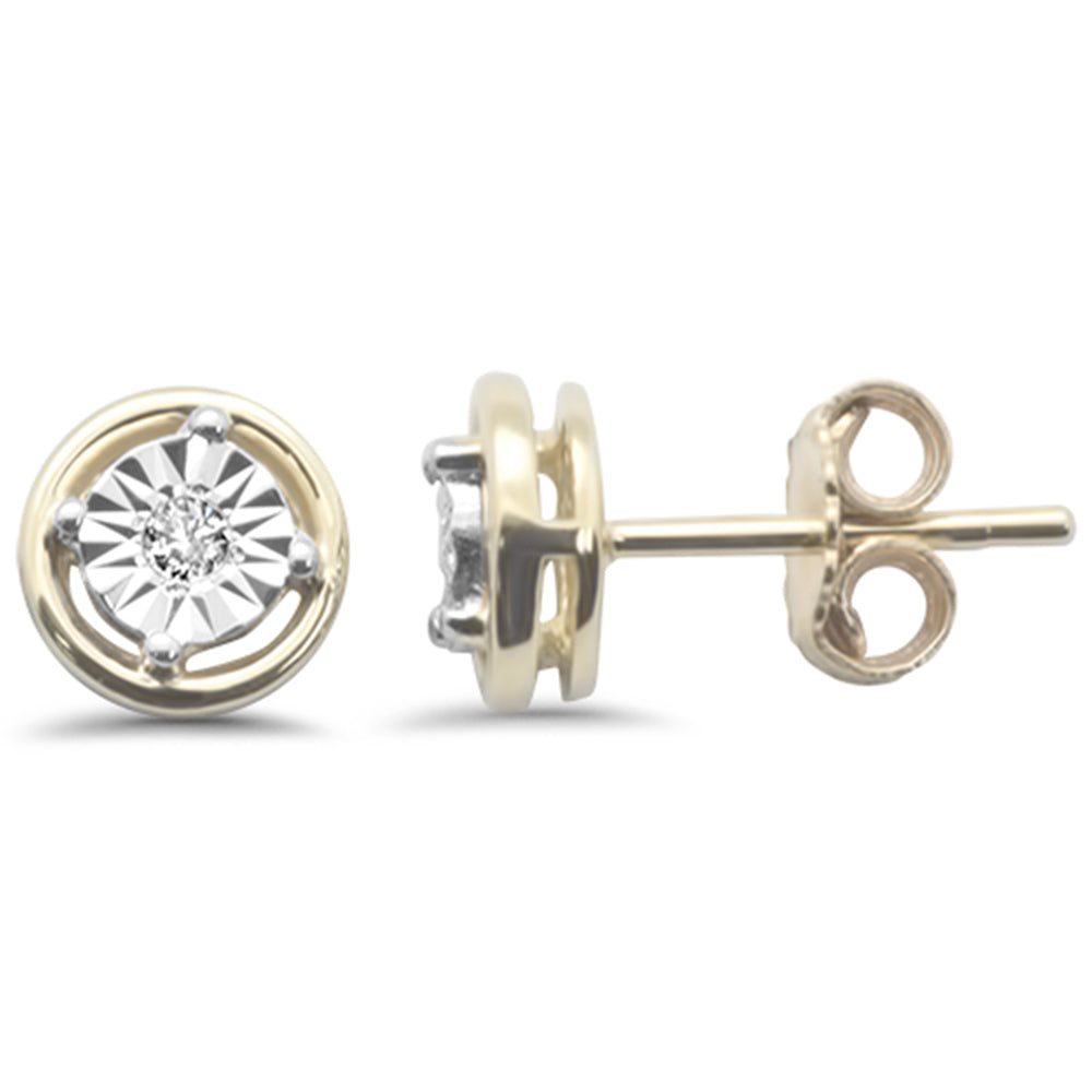 .05ct G SI 10K Yellow GOLD Miracle Illusion Stud Earrings