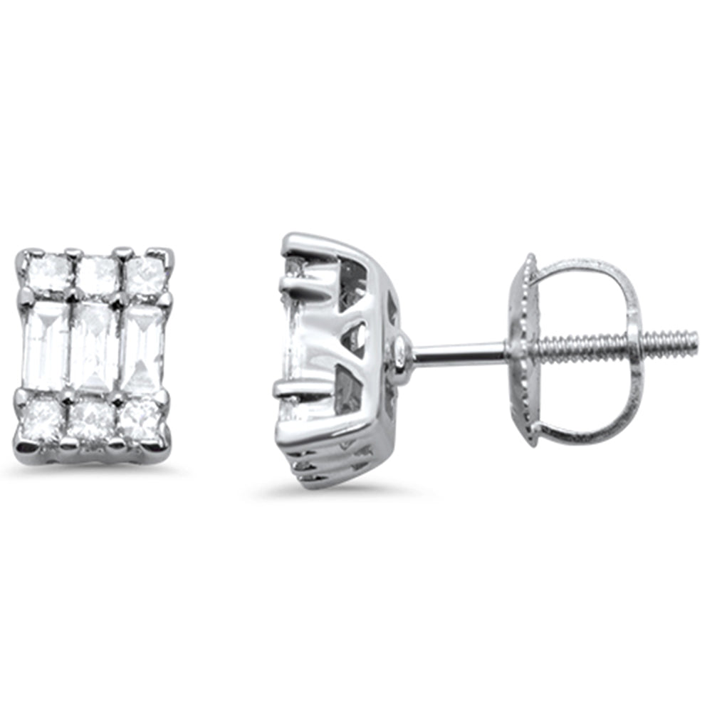 ''SPECIAL! .53ct G SI 14K White GOLD Round & Baguette Emerald Cut Diamond Earrings''