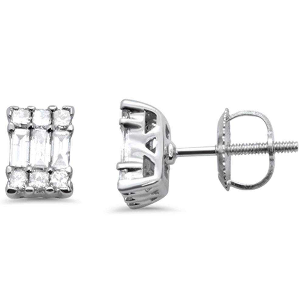 ''SPECIAL! .53ct G SI 14K White Gold Round & Baguette Emerald Cut DIAMOND Earrings''