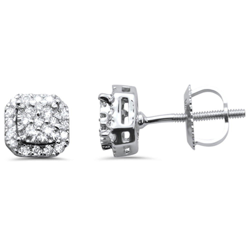 ''SPECIAL! .27ct G SI 14K White Gold Square Shape Round Diamond Stud EARRINGS''