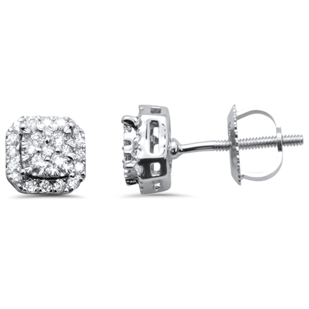 ''SPECIAL! .27ct G SI 14K White GOLD Square Shape Round Diamond Stud Earrings''