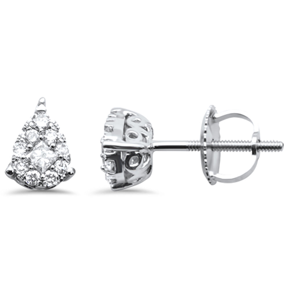 ''SPECIAL! .28ct G SI 14K White GOLD Round Diamond Pear Shaped Diamond Stud Earrings''