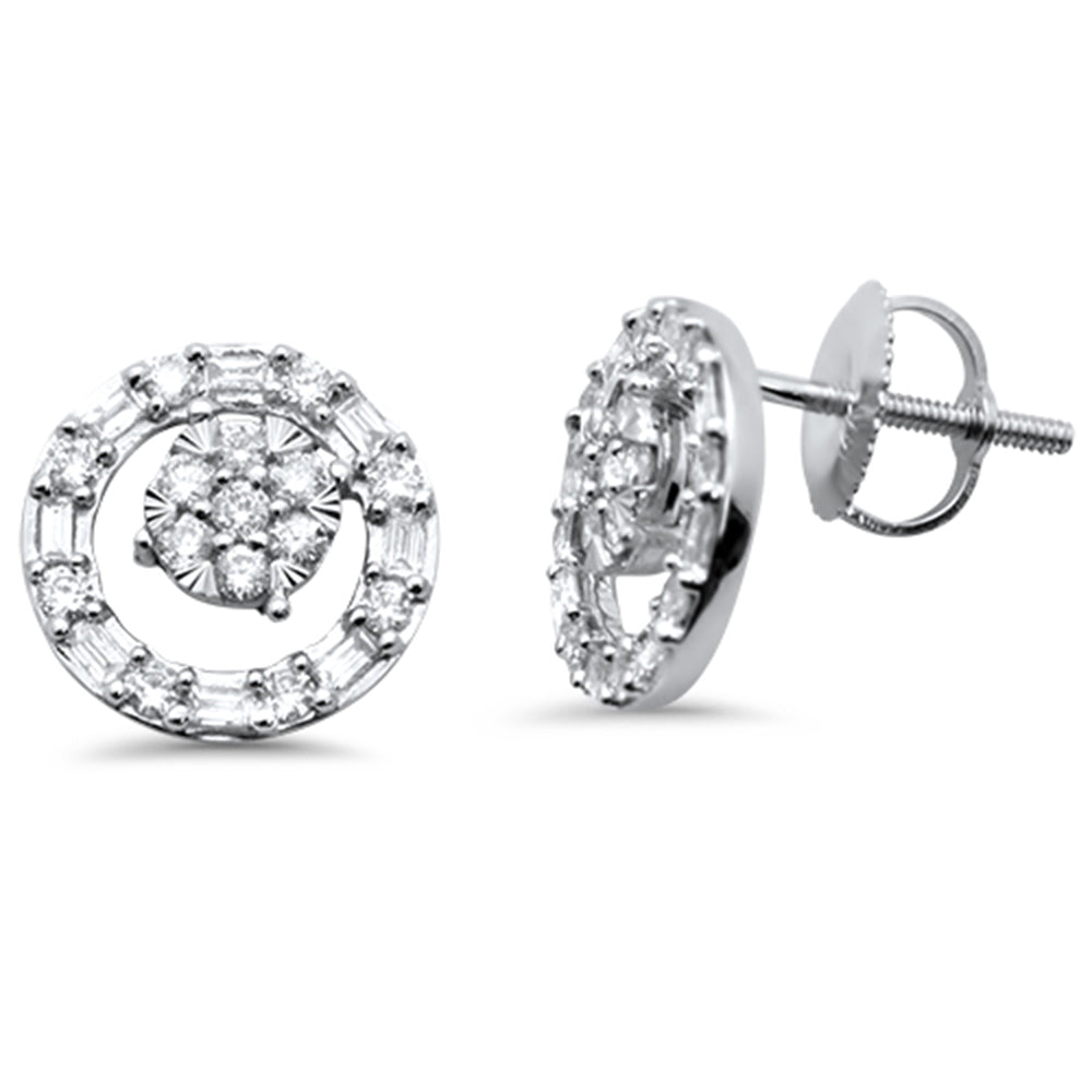 ''SPECIAL! .55ct G SI 14K White Gold Round & Baguette Diamond Circle EARRINGS''
