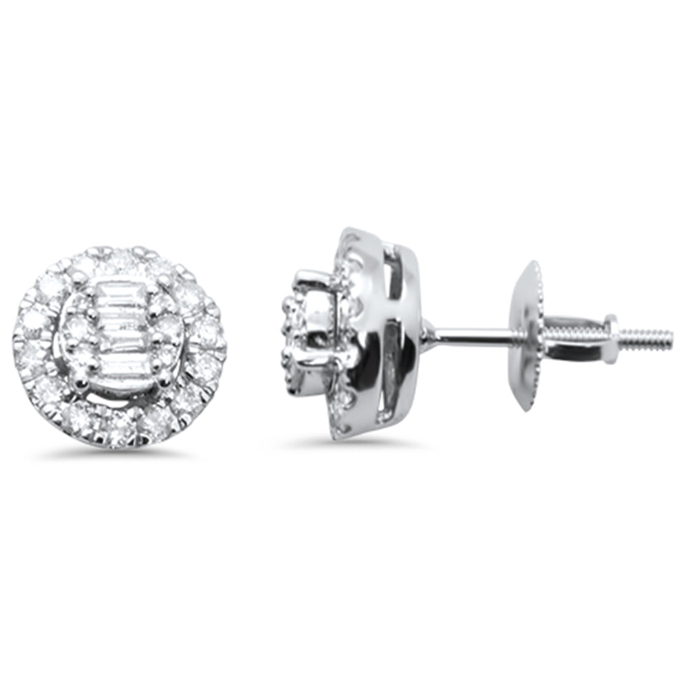 ''SPECIAL! .52g G SI 14K White GOLD Round & Baguette Diamond Earrings''