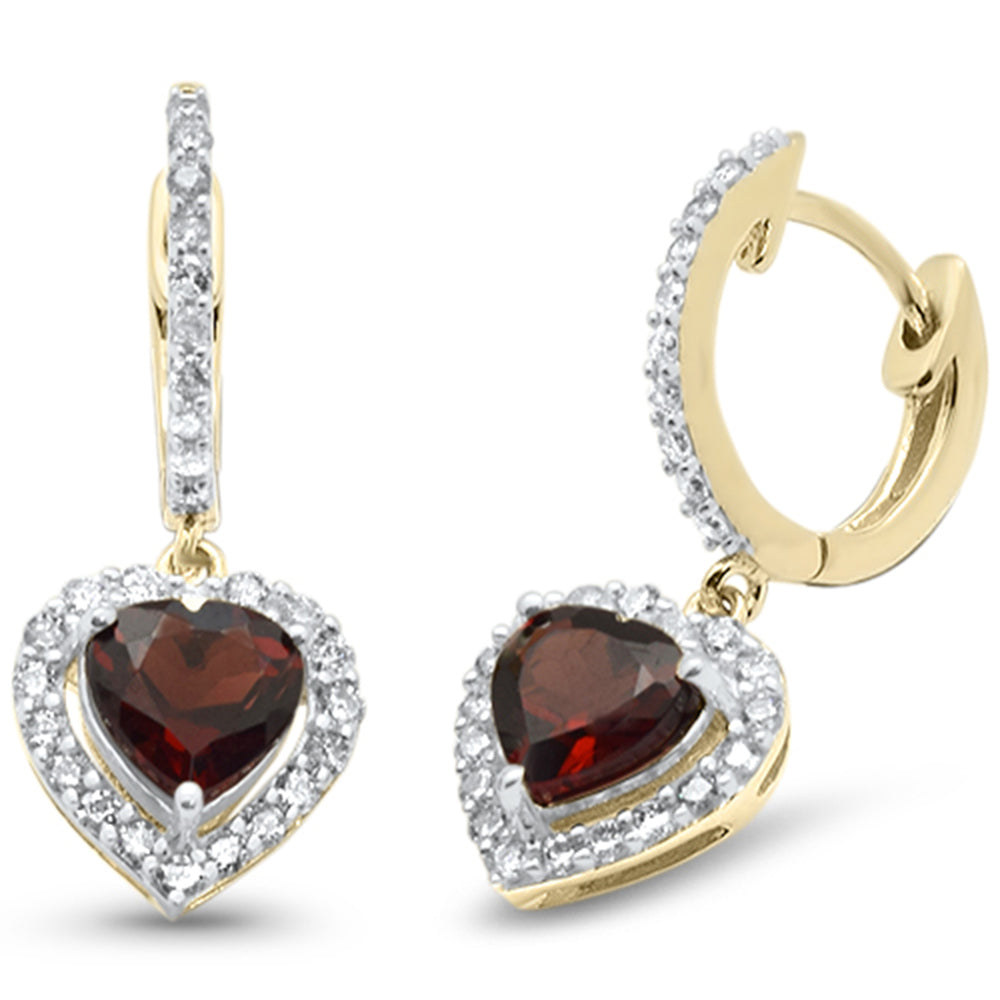 ''SPECIAL!  2.35ct G SI 14K Yellow Gold Diamond Heart shaped Garnet Gemstone Drop Dangle EARRINGS''