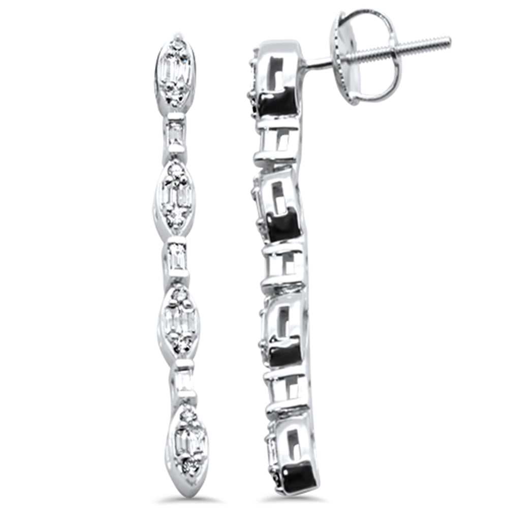 ''SPECIAL! .35ct G SI 14K White GOLD Round & Baguette Diamond Drop Earrings''