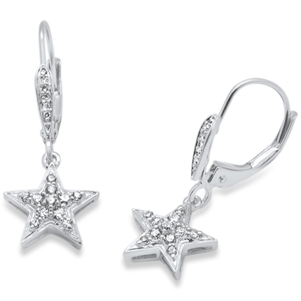 ''SPECIAL! .25ct G SI 14K White GOLD Diamond Star Dangle Drop Lever Back Earrings''