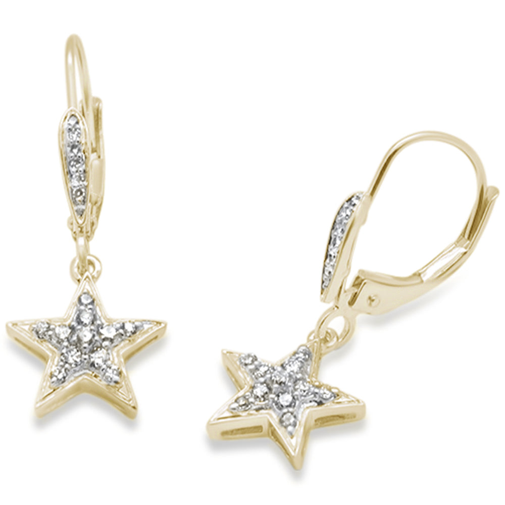 ''SPECIAL! .25ct G SI 14K Yellow Gold Diamond Star DANGLE Drop Lever Back Earrings''