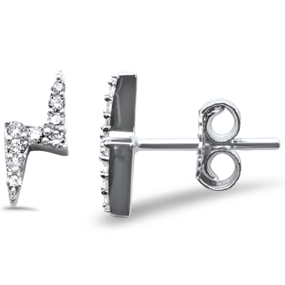 .13ct G SI 14K White Gold  Diamond Thunderbolt EARRINGS