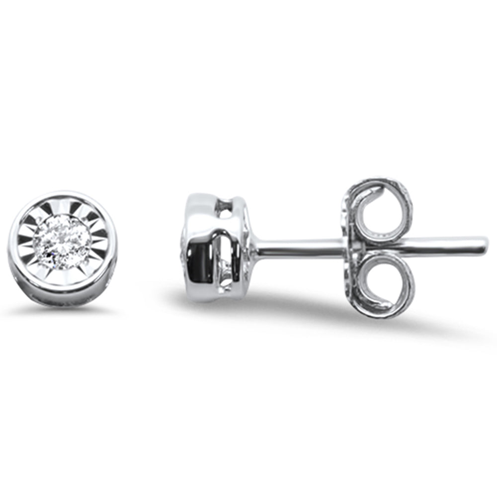 .11ct G SI 14K White GOLD  Diamond Round Miracle Illusion Earrings