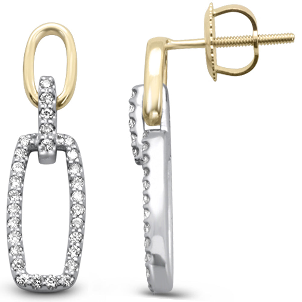 ''SPECIAL! .26ct G SI 14K Two Tone Gold DIAMOND Paperclip Style Earring''