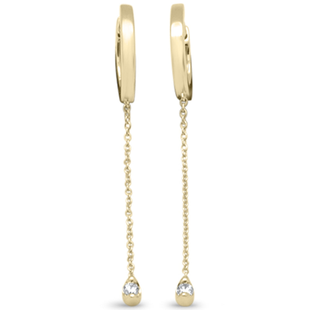 ''SPECIAL! .08ct G SI 14K Yellow Gold Diamond Hoop Style Drop Dangle EARRINGS''