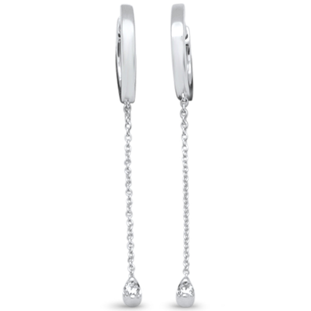 ''SPECIAL! .08ct G SI 14K White Gold Diamond Hoop Style Drop Dangle EARRINGS''