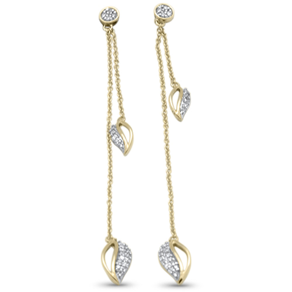 ''SPECIAL! .20ct G SI 14K Yellow Gold Diamond Leaf Drop DANGLE Earrings''