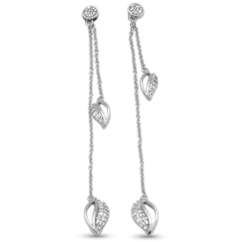 ''SPECIAL! .21ct G SI 14K White GOLD Diamond Leaf Drop Dangle Earrings''