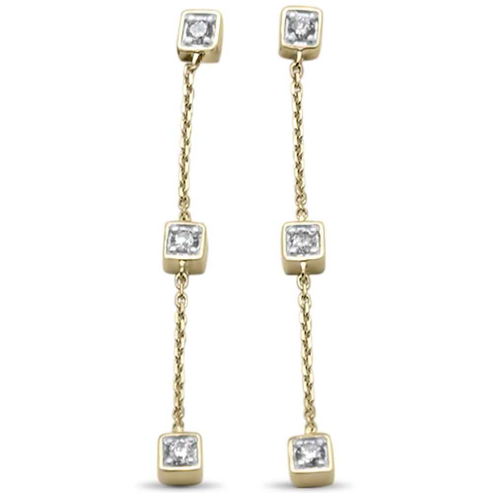 ''SPECIAL! .24ct G SI 14K Yellow Gold Diamond Square Shaped Drop DANGLE Earrings''