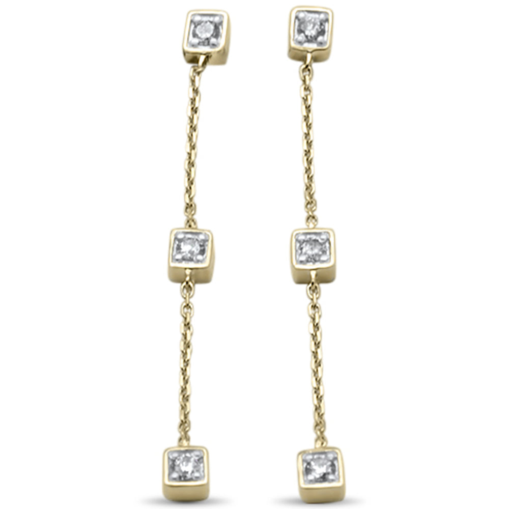 ''SPECIAL! .24ct G SI 14K Yellow Gold Diamond Square Shaped Drop Dangle EARRINGS''