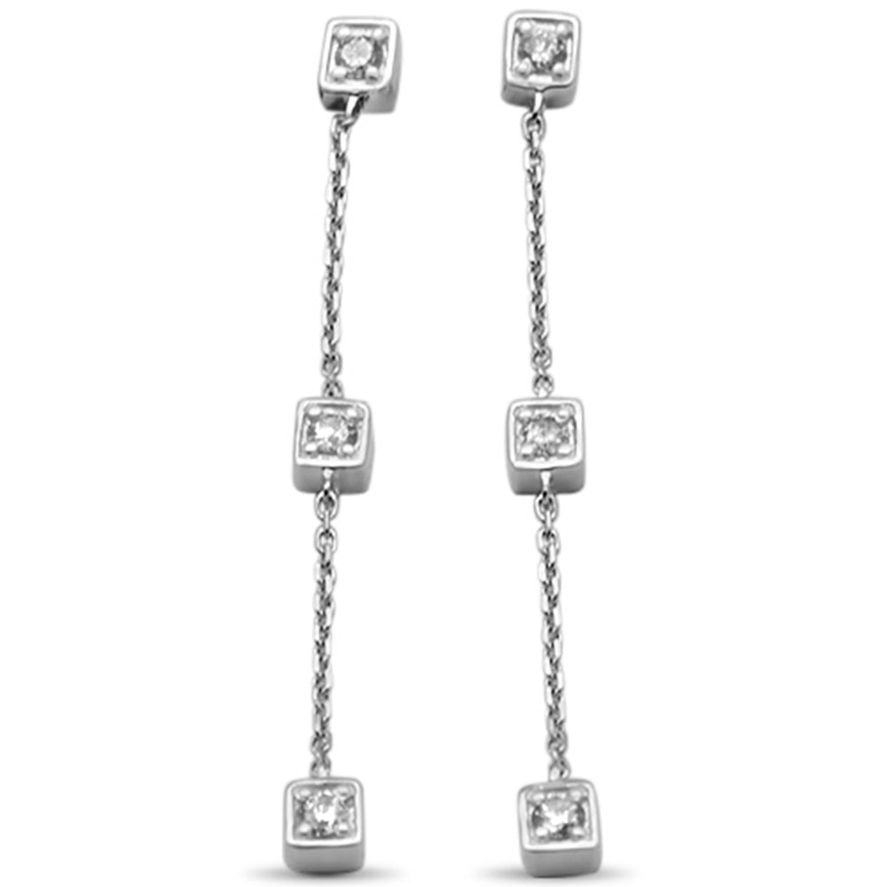 ''SPECIAL! .24ct G SI 14K White Gold DIAMOND Square Shaped Drop Dangle Earrings''