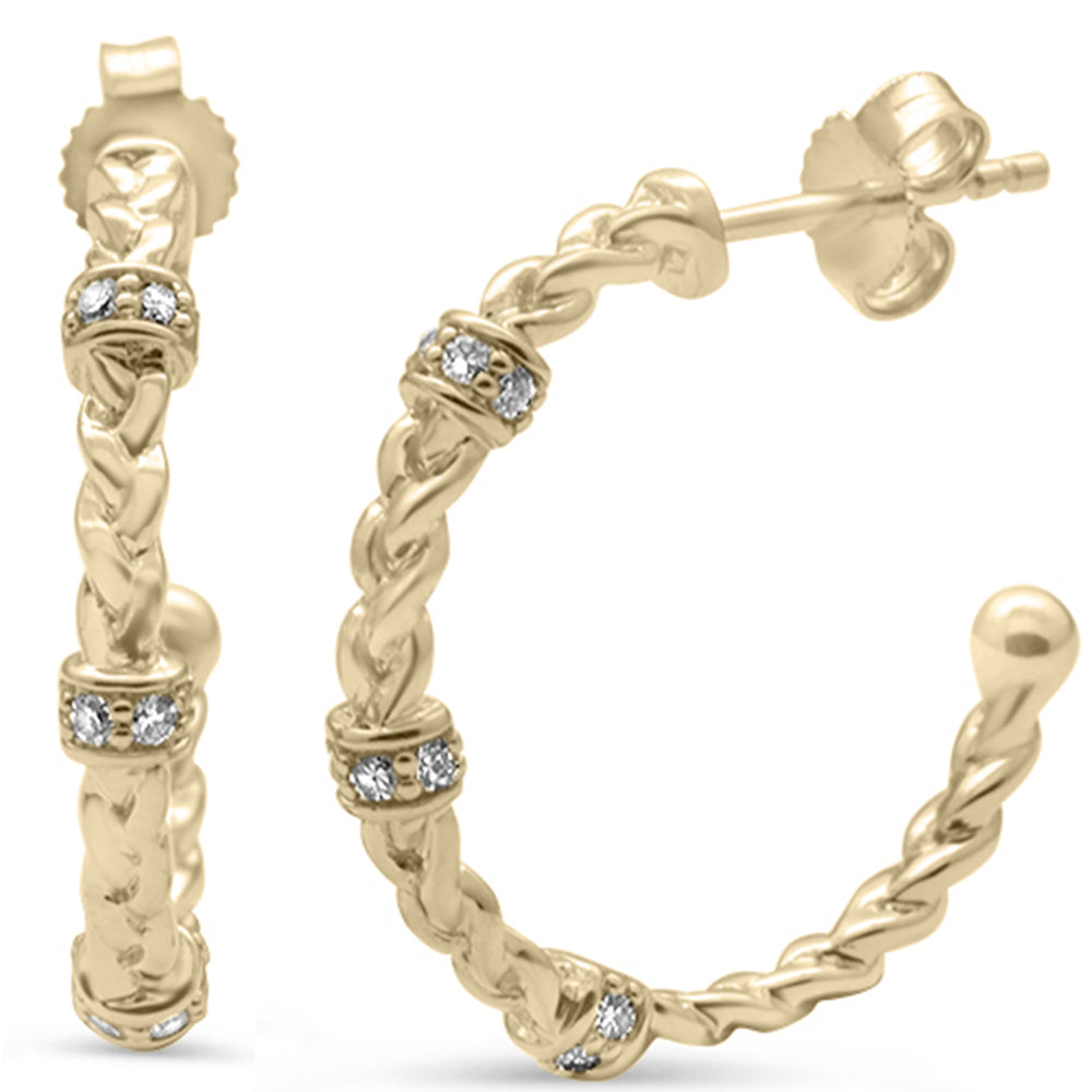 ''SPECIAL! .19ct G SI 14K Yellow Gold DIAMOND Braided Hoop Earrings''