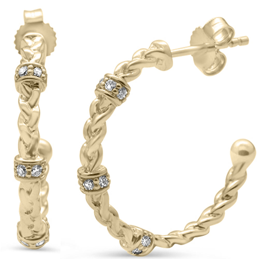 ''SPECIAL! .19ct G SI 14K Yellow Gold Diamond Braided Hoop EARRINGS''