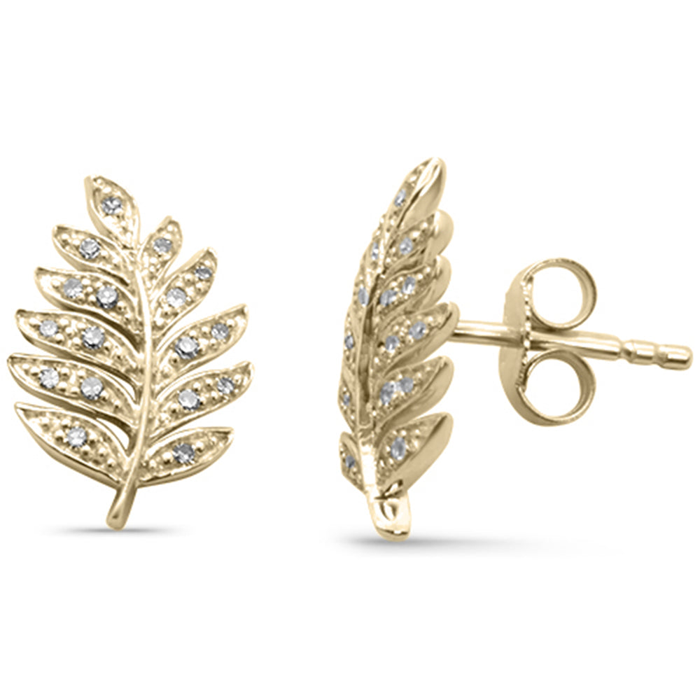 ''SPECIAL! .13ct G SI 14K Yellow GOLD Diamond Leaf Design Earrings''