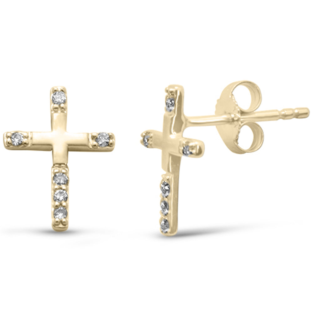 ''SPECIAL! .10ct G SI 14K Yellow GOLD Diamond Cross Earrings''