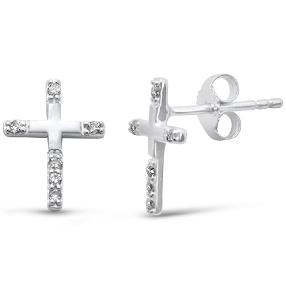 ''SPECIAL! .10ct G SI 14K White GOLD Diamond Cross Earrings''