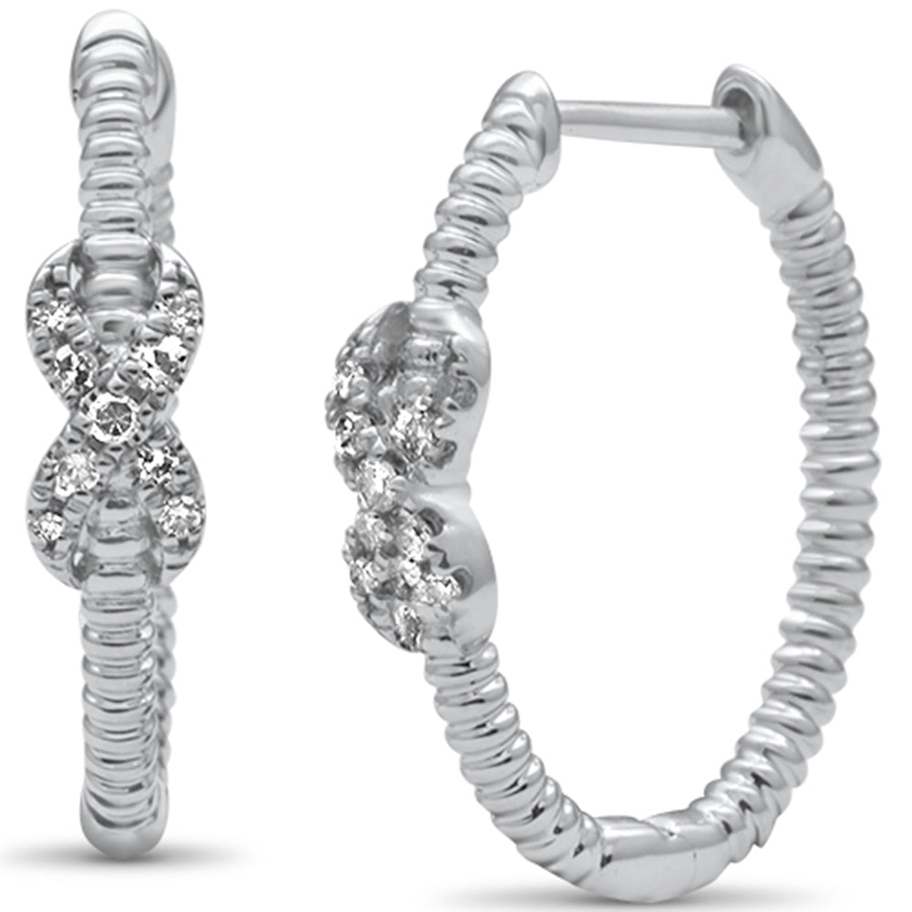 ''SPECIAL! .10ct G SI 14K White Gold Diamond BEAD Style Hoop Earrings''