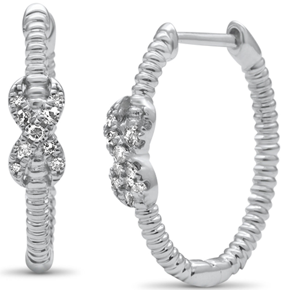 ''SPECIAL! .10ct G SI 14K White Gold Diamond Bead Style HOOP EARRINGS''