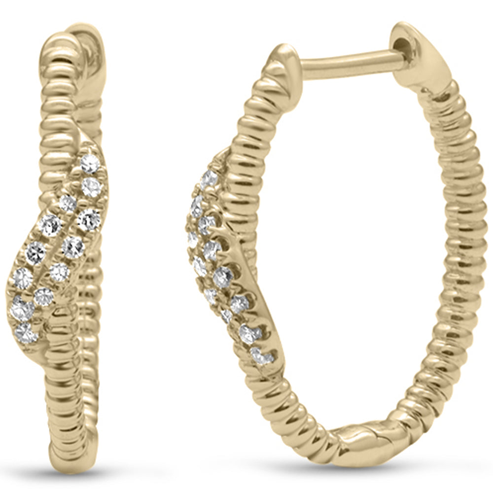 ''SPECIAL! .13ct G SI 14K Yellow Gold Diamond Bead Style Hoop EARRINGS''