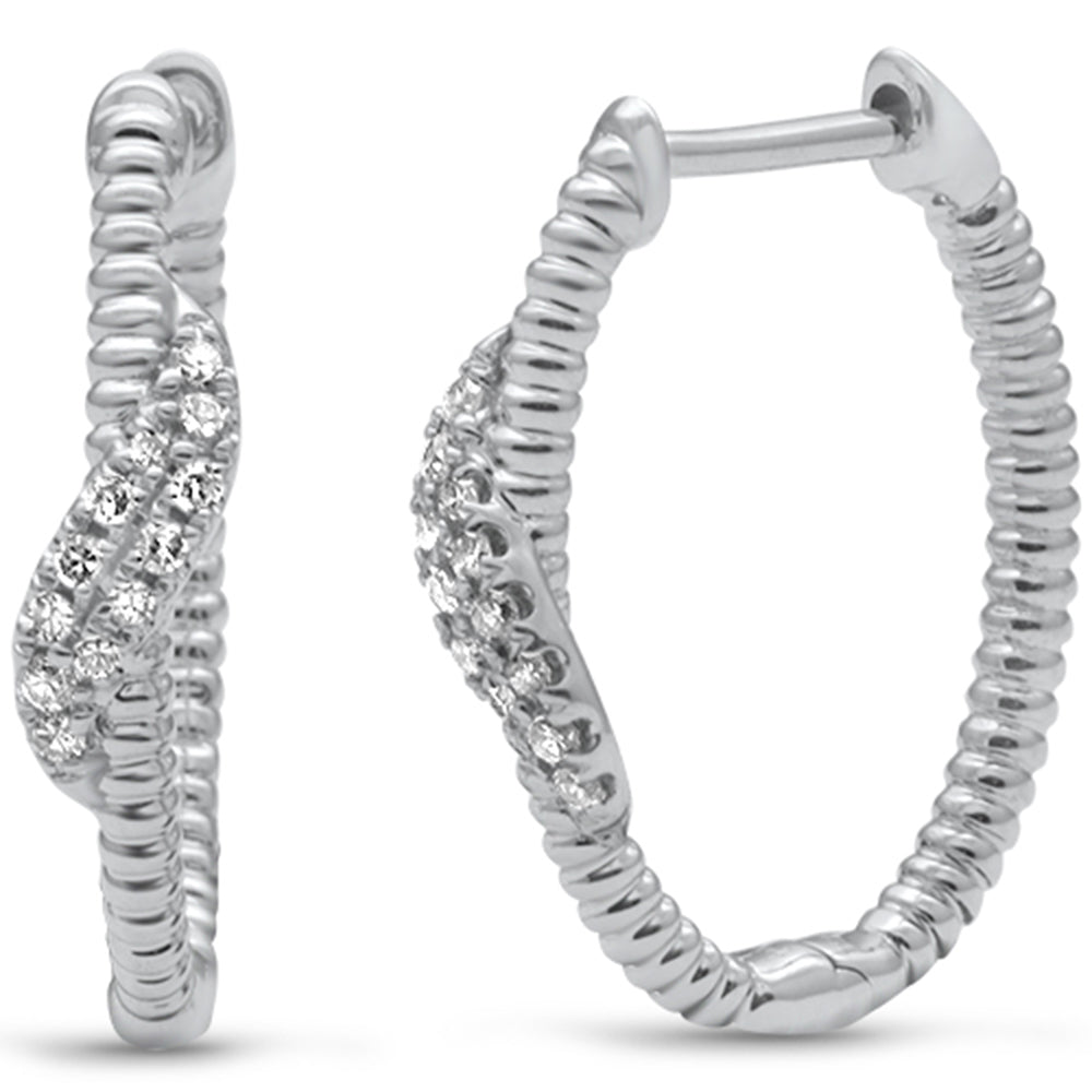 ''SPECIAL! .13ct G SI 14K White Gold Diamond BEAD Style Hoop Earrings''