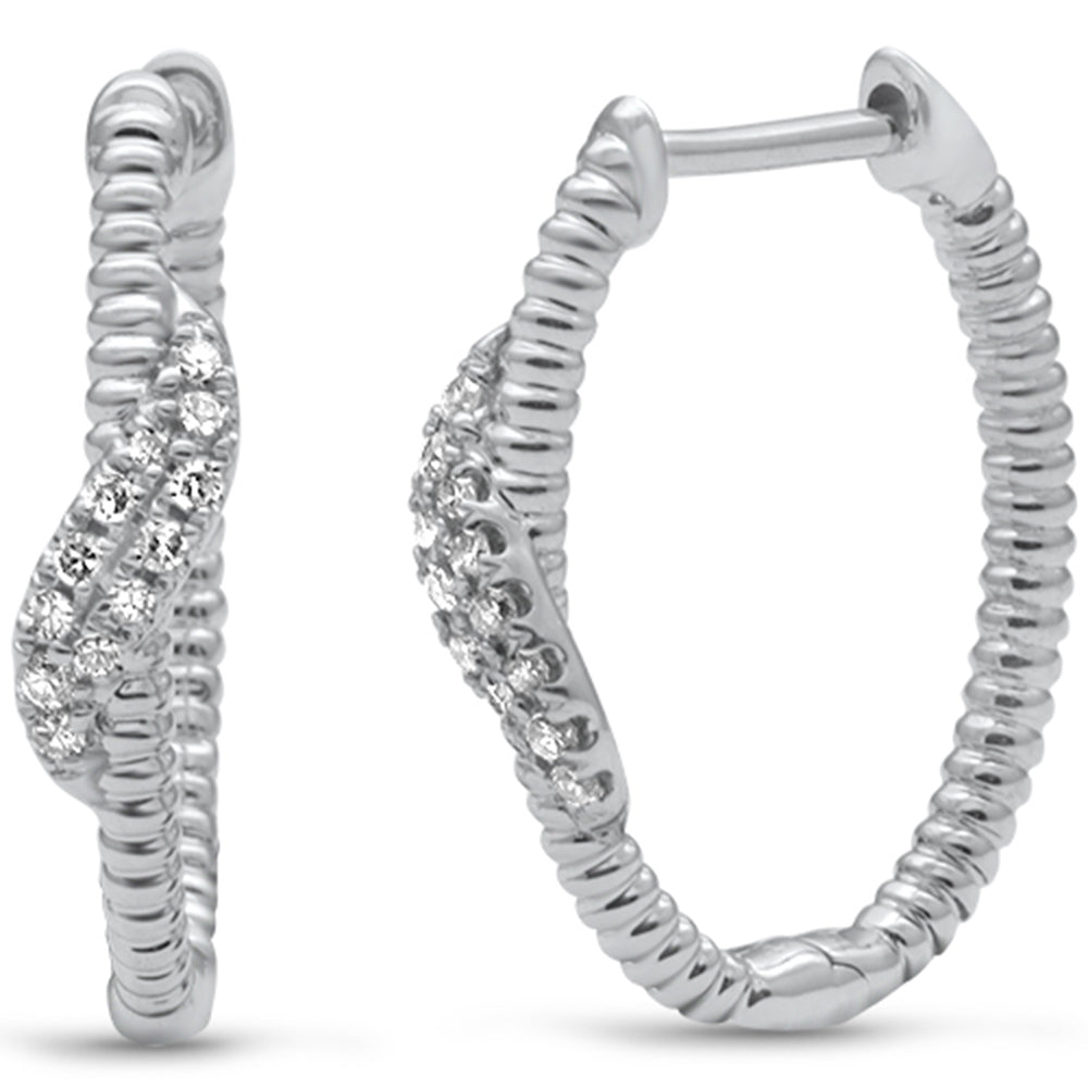 ''SPECIAL! .13ct G SI 14K White GOLD Diamond Bead Style Hoop Earrings''