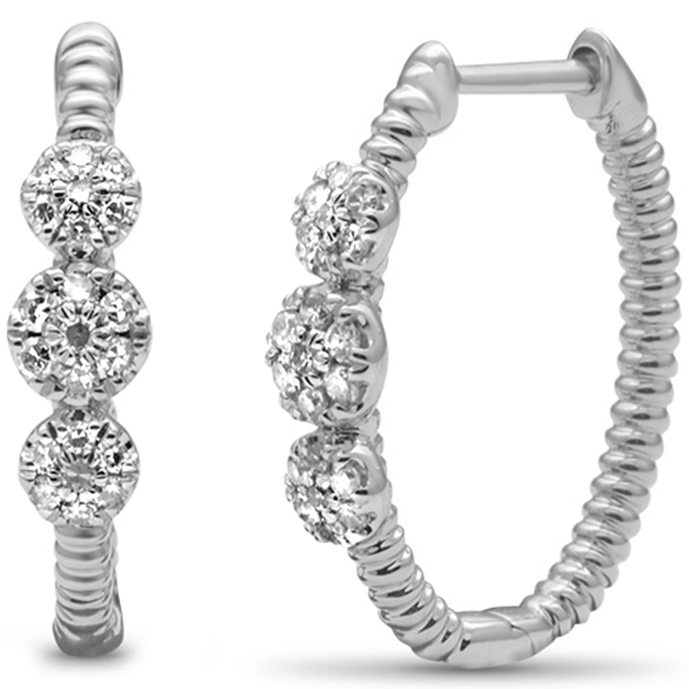 ''SPECIAL! .25ct G SI 14K White Gold Diamond Bead Style HOOP EARRINGS''