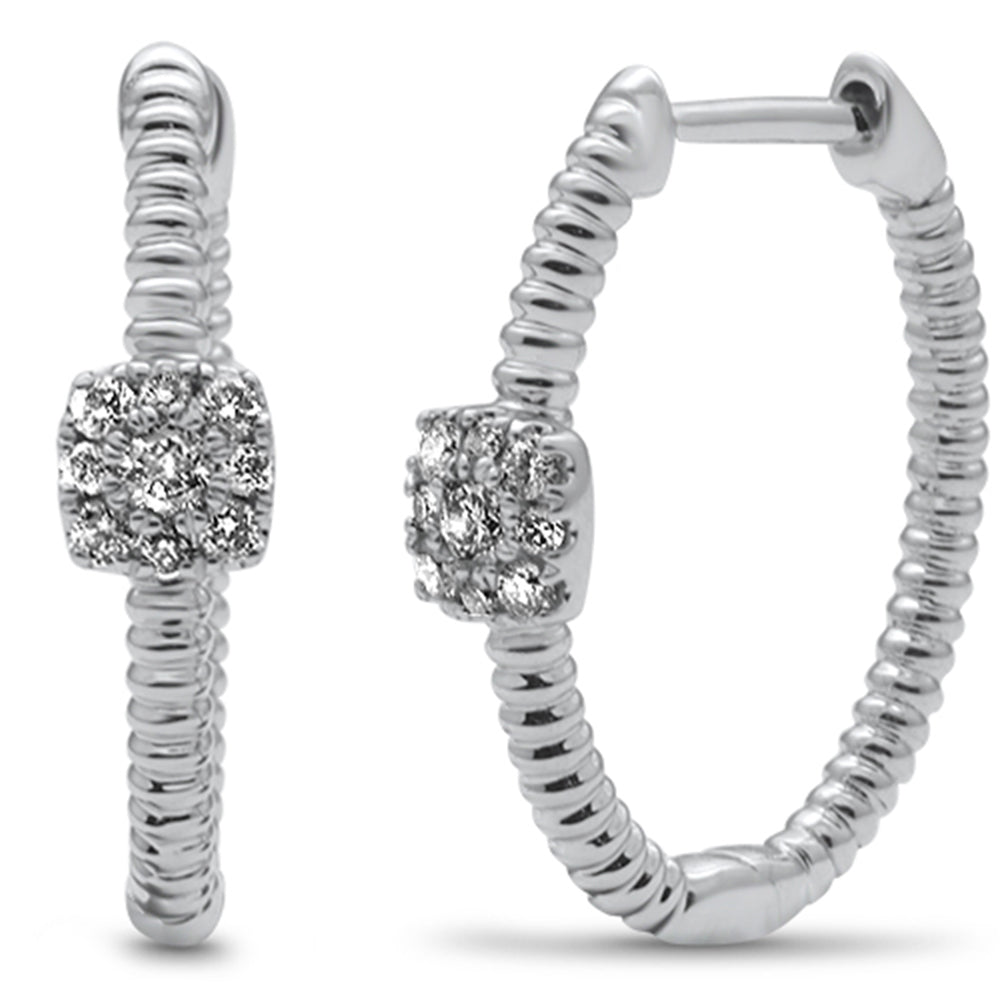 ''SPECIAL! .20ct G SI 14K White Gold DIAMOND Twisted Hoop Earrings''
