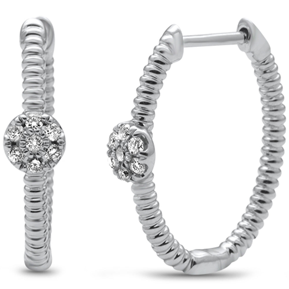 ''SPECIAL! .16ct G SI 14 White Gold Diamond Twisted Hoop EARRINGS''