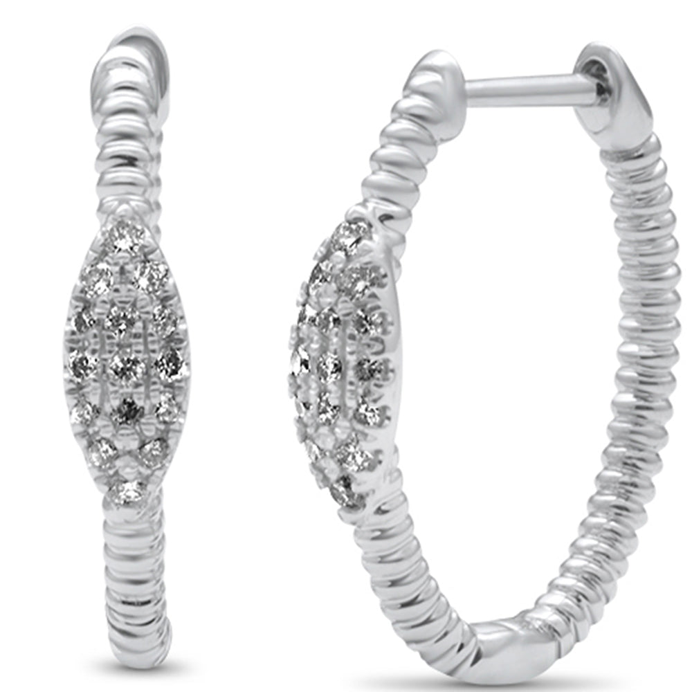 ''SPECIAL! .20ct G SI 14K White Gold DIAMOND Twisted Hoop Earrings''