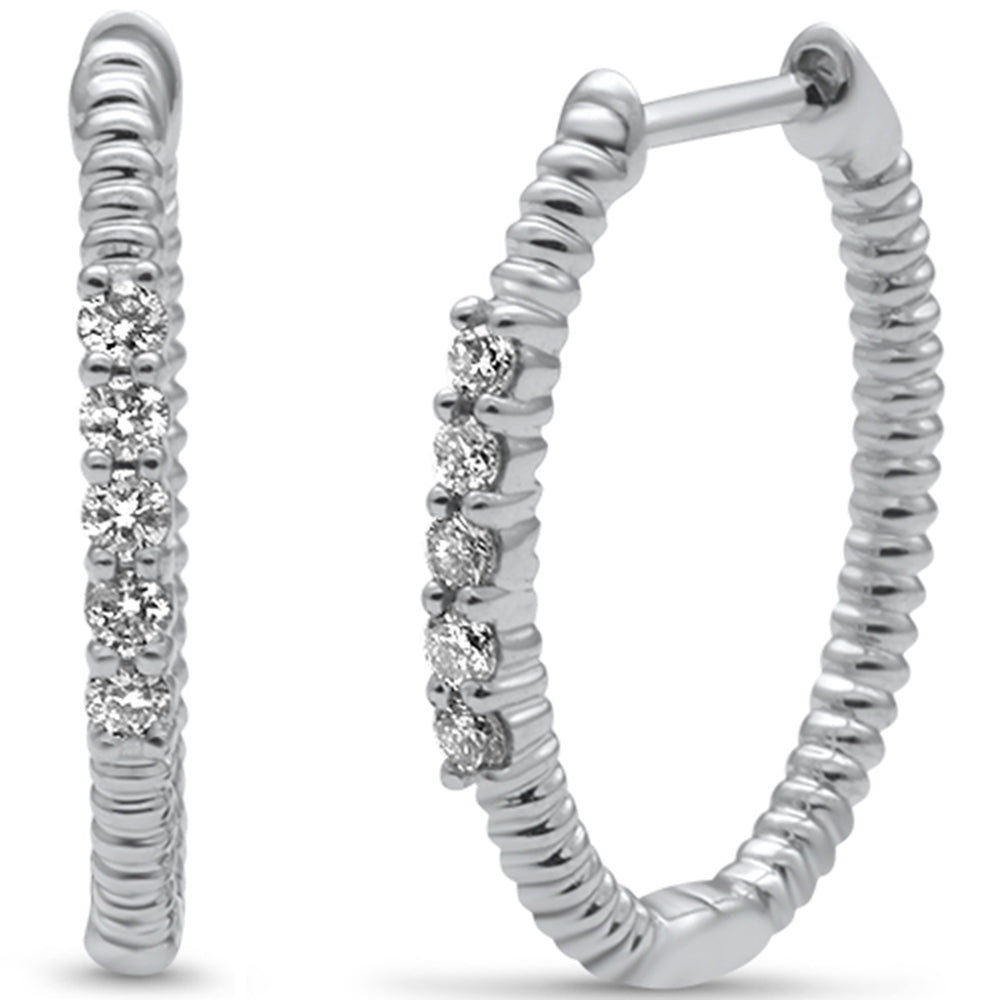 ''SPECIAL! .20ct G SI 14K White Gold Diamond Twisted Hoop EARRINGS''