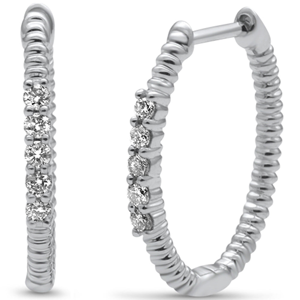 ''SPECIAL! .20ct G SI 14K White GOLD Diamond Twisted Hoop Earrings''